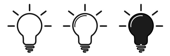 Lamp icons set. Idea lamp icon collection. Flat style