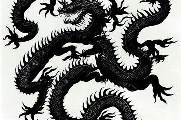 Obraz premium Chinese dragon Illustration of Dragon Boat Festival Ink Dragon Oriental Dragon