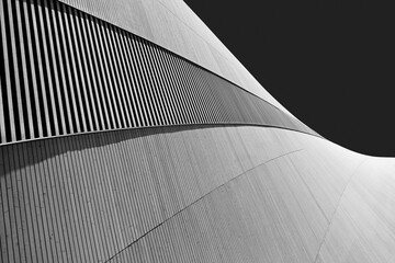 Grayscale abstract detail of modern wooden building