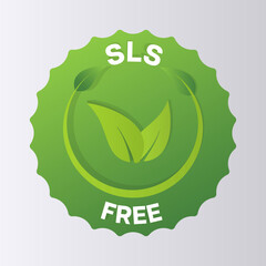 Green icon with sign sls free. Sls free on white background