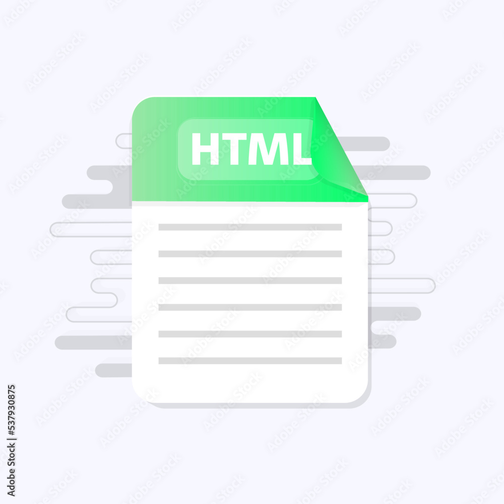 Poster HTML file icon. Flat design graphic illustration. Vector HTML icon