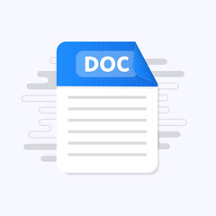 DOC file icon. Flat design graphic illustration. Vector docicon