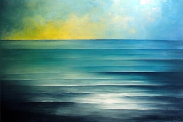 Obraz premium Blue and Grey Abstract Art Painting background. Painting Blue Sea