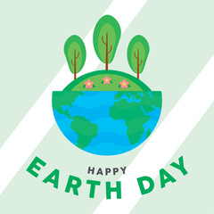 Earth planet with trees Earth day poster Vector