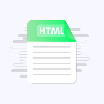 HTML file icon. Flat design graphic illustration. Vector HTML icon