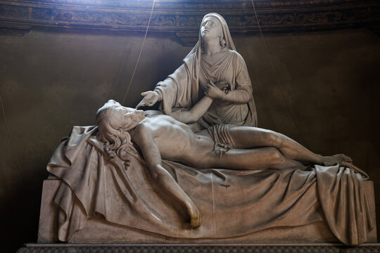 Parma, Italy _ October 04, 2022 Piet&agrave; statue inside the Basilica of Santa Maria della Steccata in Parma
