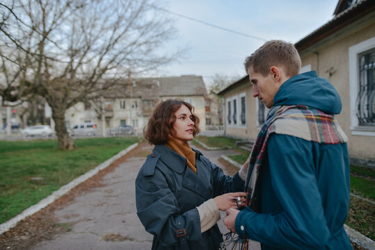 man and woman walking