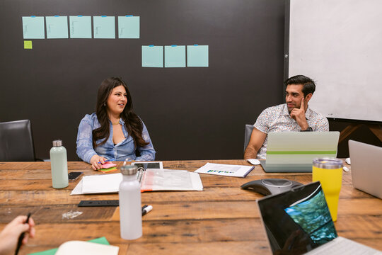 Coworkers during meeting