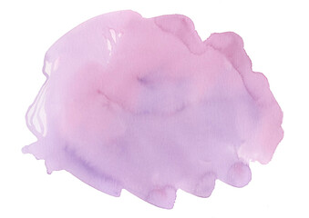 Watercolor abstract purple and violet gradient blot on white background. Colorful isolated Blot