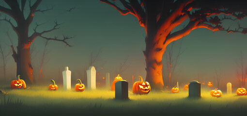 pumpkins in the graveyard halloween