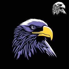 eagle head logo, silhouette of falcon face vector illustrations