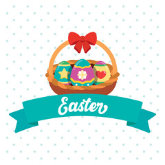 Pastry colored happy easter poster Vector