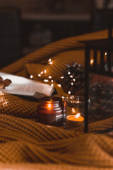 autumn photo on table with candles