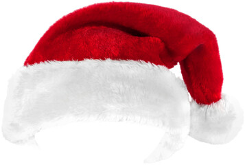 Santa Claus red hat isolated on white background - obrazy, fototapety, plakaty