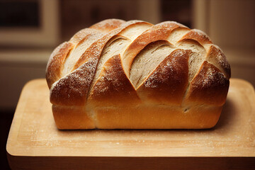 loaf of bread on wooden table