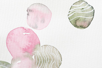 Watercolor abstract pink and green