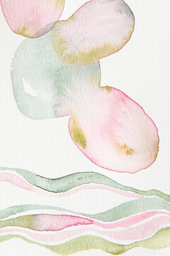 Watercolor Art Abstract Pastel Hand Painted