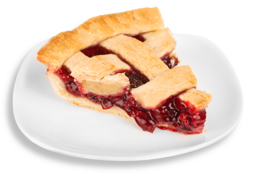 Delicious baked cherry pie isolated on white background