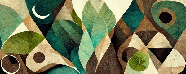 Green abstract artwork wallpaper with leaves