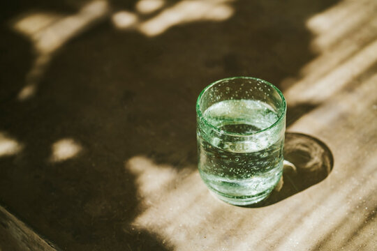 A glass of water

