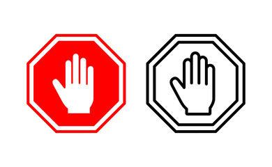 Stop icon vector for web and mobile app. stop road sign. hand stop sign and symbol. Do not enter stop red sign with hand