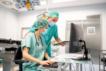 Doctor and nurse working in hospital