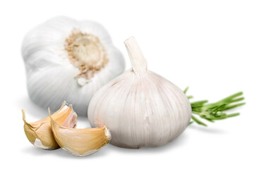 Fresh garlic isolated on white  background