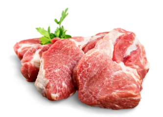 Pieces of crude meat with parsley