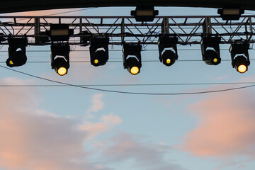 Stage lights at concert during rock festival