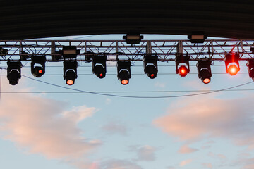 Stage lights at concert during rock festival