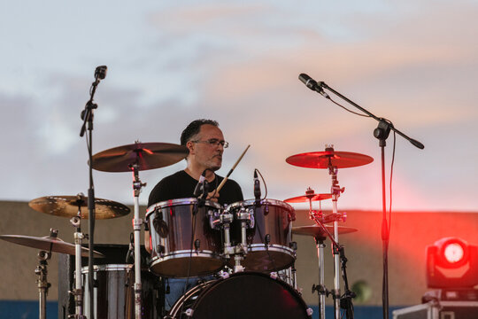 Rock drummer on stage