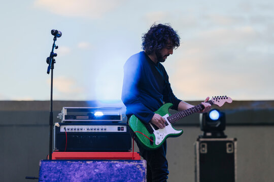 Rock guitarist on stage