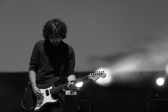 Rock guitarist on stage