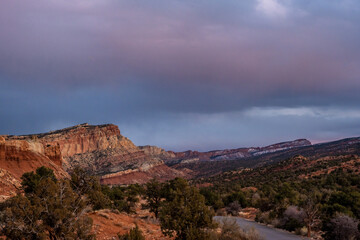 Subtle Pink Clouds Over the Scenic Drive in Capitol Reef