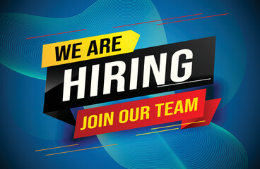 hiring recruitment Join now design for banner poster We are hiring lettering with geometric shapes lines. Vector illustration typographic. Open vacancy design template modern concept
