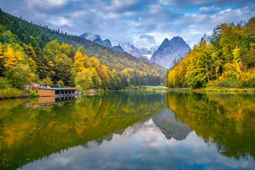 Riessersee and Zugzpitze at autumn, Garmisch-Partenkirchen, Bavaria