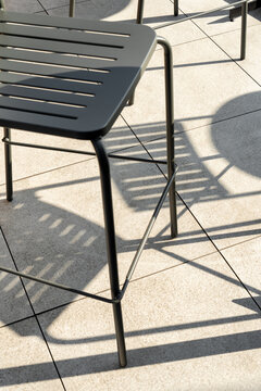 Great sunny interior of modern rooftop cafe