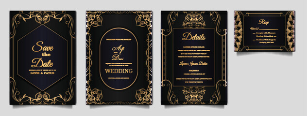 luxury Elegant wedding invitation design template set