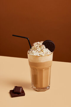 Frappe coffee on table