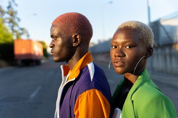 Stylish Black Couple Outdoors.