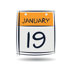 Creative calendar page with single day (19 January), Vector 