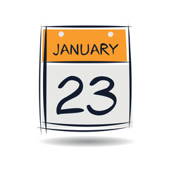 Creative calendar page with single day (23 January), Vector .