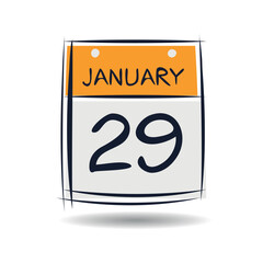 Creative calendar page with single day (29 January), Vector .