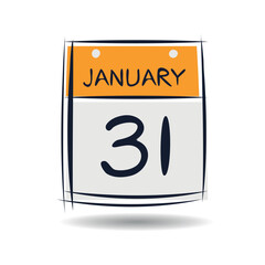 Creative calendar page with single day (31 January), Vector .