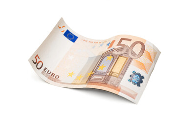 50 Euro banknote on white background