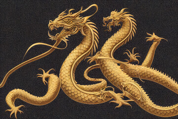 Obraz premium golden dragon art isolated on white background