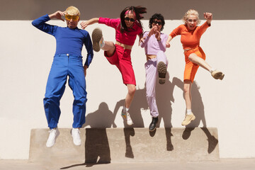 Group of teenagers jumping