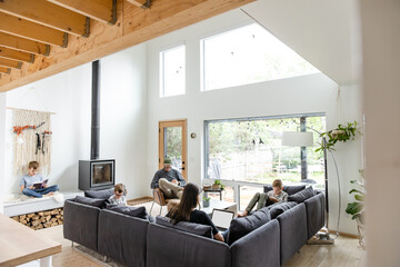 Family Quiet Time In Living Room
