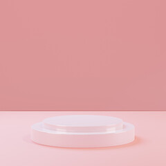 3d render podium product display geometric pink pastel theme