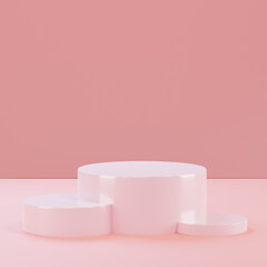 3d render podium product display geometric pink pastel theme